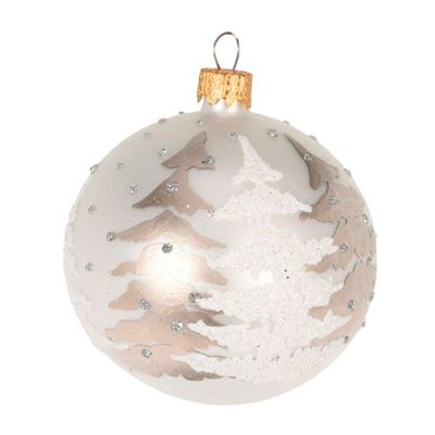 Vánoční baňka stromy - podklad perleťový