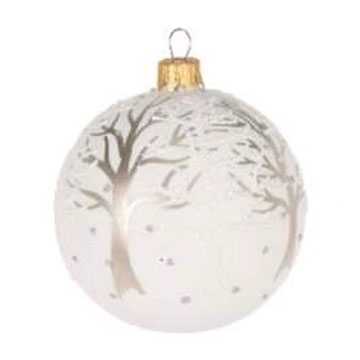 Vánoční baňka stromy - podklad bílý