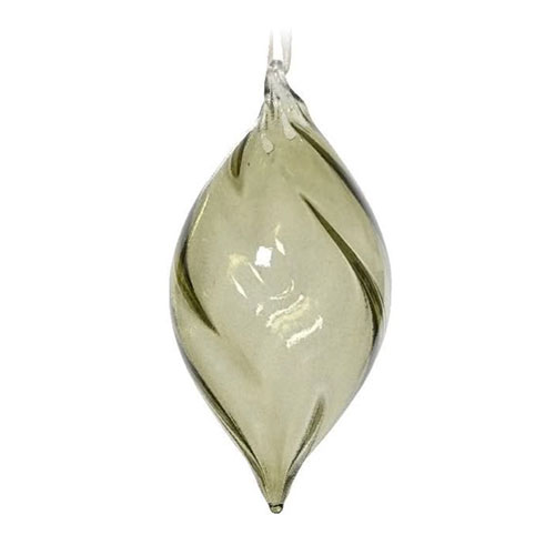 Skleněná vánoční ozdoba - kapka, Sage green
